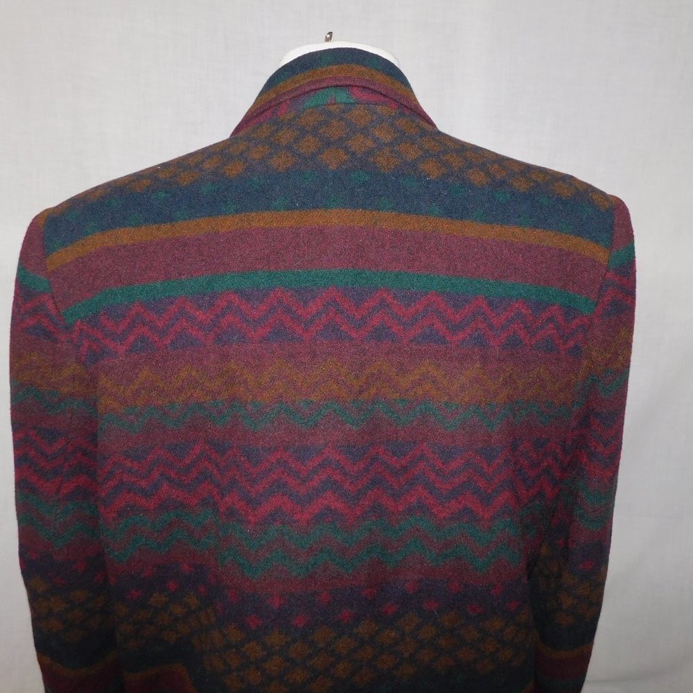 VTG 90s Navajo Southwestern Print Oversized Wool Blend Blazer Two Roads Women 11 - Picture 14 of 15